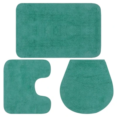 Afbeelding van Badmattenset stof turquoise 3 delig