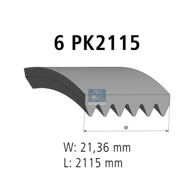 Afbeelding van DT Spare Parts 4.80690 Multiriem 2115 6 EPDM (Ethylen Propylen Dien Kautschuk) MERCEDES BENZ: W124 Saloon, E Class 190