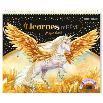 Afbeelding van LICORNES DE REVE CARNET CREATIF MAGIE DOREE