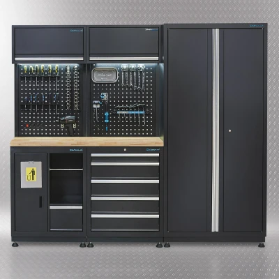 Afbeelding van Werkplaatsinrichting PREMIUM met eiken werkblad 225 cm breed