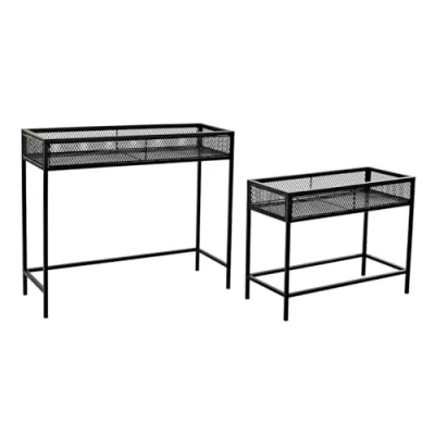 Afbeelding van Plantenbakkenset Home ESPRIT Zwart Metaal 70 x 25 60 cm