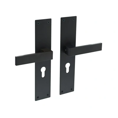 Afbeelding van Intersteel Deurkruk Amsterdam met schild 250x55x2mm profielcilindergat 55mm zwart