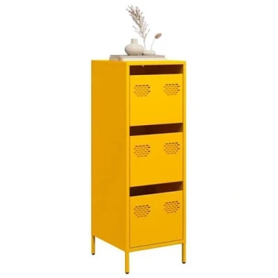 Image de vidaXL Buffet haut jaune moutarde 39x35x103,5 cm acier851403