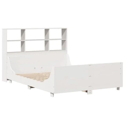Afbeelding van vidaXL Bed met boekenkast zonder matras massief hout wit 120x190 cm