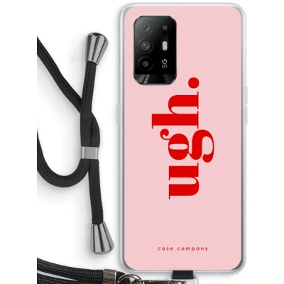Afbeelding van Case Company® hoesje met Koord geschikt voor Oppo A94 5G Ugh Telefoonhoesje Zwart Bescherming aan alle Kanten en Over de Schermrand