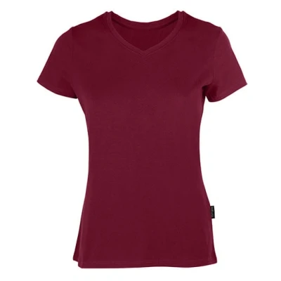 Afbeelding van Damesshirt &#039;Luxury V Neck Tee&#039; met korte mouwen Bordeaux S