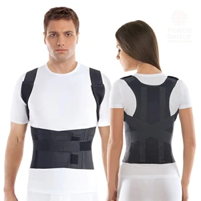 Afbeelding van TOROS GROUP Comfort Houding Corrector en rugsteunriem, 100% katoenen voering, XL, taille/riem 101 110 cm, zwart
