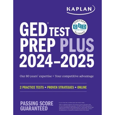 Afbeelding van Kaplan Test Prep GED Plus 2024 2025: Includes 2 Full Length Practice Tests, 1000+ Questions, and 60+ Online Videos