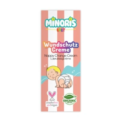 Afbeelding van Minoris Baby Luieruitslagcrème Zinkoxide, Biologische &amp; Minerale Inhoud, Directe Verlichting Langdurige Bescherming, Zachte Verzorging met Sheaboter, Geurvrij, Dermatologisch Getest, Vegan, 55g