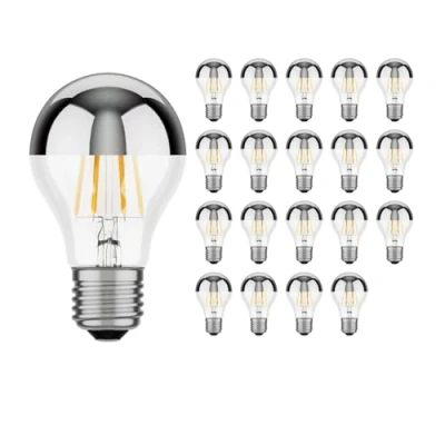 Afbeelding van ledscom.de 20 x E27 ledlampen, A60, warm wit (2700 K), 6 W, 667 lm, hoofdspiegel (zilver)