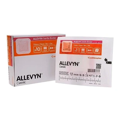 Afbeelding van Allevyn 10 stuks pleisters met rand van zacht schuim, 7,5 x cm