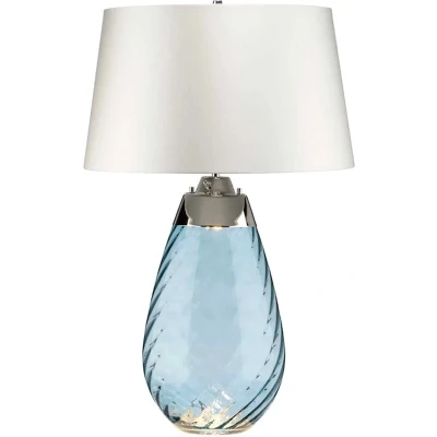 Afbeelding van Elstead Lighting LED Tafellamp Lena Blue 60W 3000K 620Lm 830 tinted Glass / Off White Shade