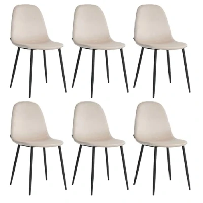 Afbeelding van Lina® Napoli Eetkamerstoelen Cream Set van 6 Velvet