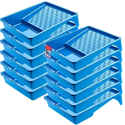 Afbeelding van KADAX verfbak, grote kunststof verfbak met praktische handgreep, schilderaccessoires, verfschaal, (12, blauw)