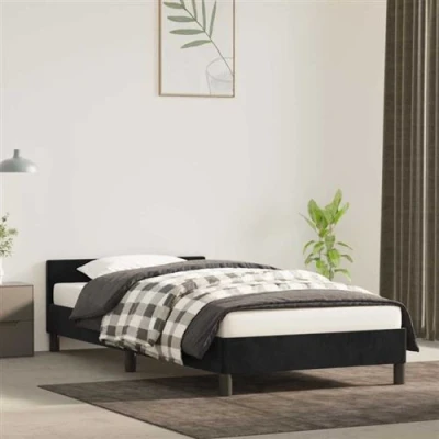Afbeelding van Bedframe met hoofdeinde fluweel zwart 90x200 cm