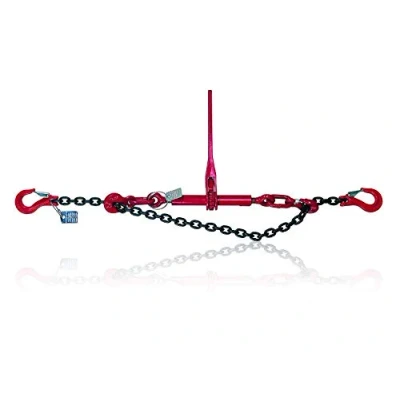 Afbeelding van Dolezych spanketting met dekvloerhaken en ratelspanner parallelle haken, 2 stuks, spancapaciteit 4000 daN bij directe tractie, lengte 3 m, zwart/rood