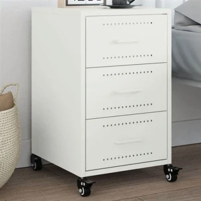 Image de vidaXL Table de chevet blanc 36x39x59 cm acier846726