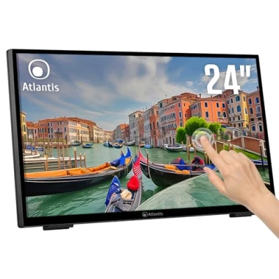 Afbeelding van Atlantis A05 T24A VHDM 24 inch touchscreen, display, 10 toetsen Full HD 1920x1080, HDMI VGA DP, 15 70 kantelbaar, 7H beschermglas, 3000:1 contrast, 178/178 hoek,