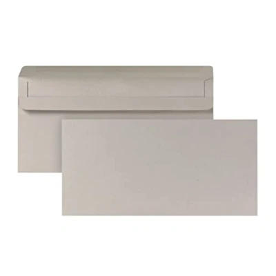 Afbeelding van 1000 enveloppen DIN lang zonder venster 110 x 220 mm 75 g/m² met dubbele klep zelfklevend grijs