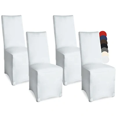 Afbeelding van Beautissu Leona Set van 4 Stoelhoes Stretch 45x90 cm Wit Oeko Tex