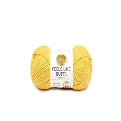 Afbeelding van Lion Brand Yarn Company 215 157 Feels Like Butta, geel, een streng.