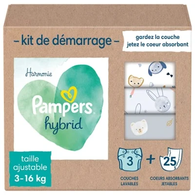 Afbeelding van Pampers Harmonie Hybrid Starterspakket met 3 Wasbare Luiers en 25 Toplagen 1 set