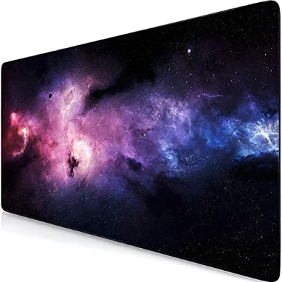 Afbeelding van Retoo Gaming muismat XXL 800 x 400 mm grote antislip bureauonderlegger verbetert snelheid en precisie kosmos patroon