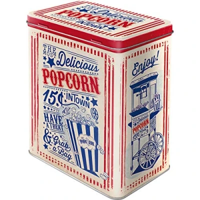 Afbeelding van Nostalgic Art Voorraaddoos L popcorn, cadeau idee voor dinerfans, grote metalen koffiedoos, 3 liter