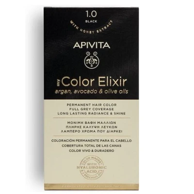 Afbeelding van Apivita Color Elixir Permanent Hair .0 Black St Haarverf 1pakket Voor Haarverzorgingsproducten zonder parabenen
