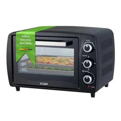 Afbeelding van ICQN Vrijstaande Mini oven 15L 1200W Camping Grillrooster Zwart