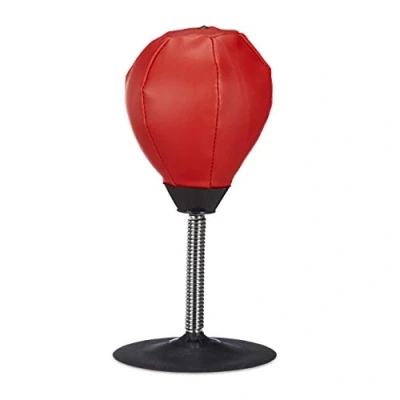Afbeelding van Relaxdays boksbal tafelmodel mini bokszak Punching Ball tafelboksbal bureau rood