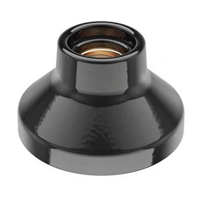 Afbeelding van ledscom.de ELEKTRA Plafondlampfitting, porselein, glanzend zwart, 1 x E27 max. 300 W, bardesign, sfeerlamp, lampvoet, vlam, trendy, keuken, eettafel, slaapkamer