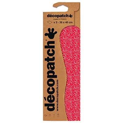 Afbeelding van Décopatch C812C 3 vellen bedrukt papier, 30 x 40 cm, kleine rode korrel