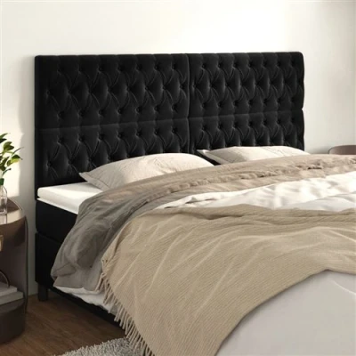 Afbeelding van vidaXL Hoofdborden 4 st 100x7x78/88 cm fluweel zwart
