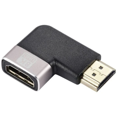 Afbeelding van SpeaKa Professional SP 11302008 HDMI Adapter [1x stekker 1x bus] Zwart, Zilver UHD 8K @ 60 Hz, 4K 120 Hz 90 haaks naar links