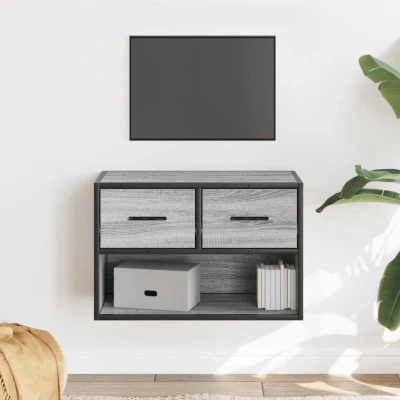Afbeelding van Tv meubel 60x31x39,5 cm bewerkt hout metaal grijs sonoma eiken