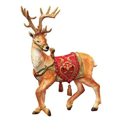 Afbeelding van Goebel Fitz and Floyd Decoratief beeld / figuur Rendier met kwasten Aardewerk 38cm kerst