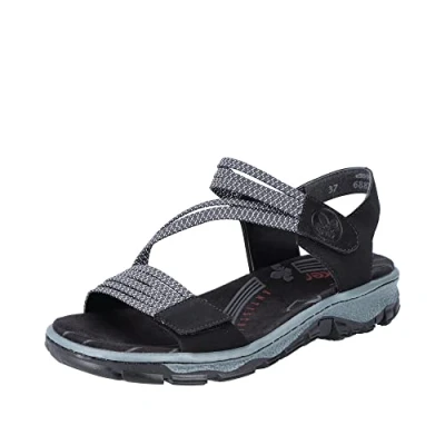 Image de Rieker Sandales à lanières pour femme 68871, Noir, 36 EU