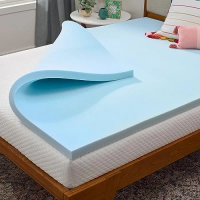 Image de Linenspa Surmatelas en Mousse à mémoire de Forme infusée Gel 5,1 cm Sensation pelucheuse, Refroidissement et soulagement la Pression Certifié CertiPUR Chambre dortoir Lit jumeau