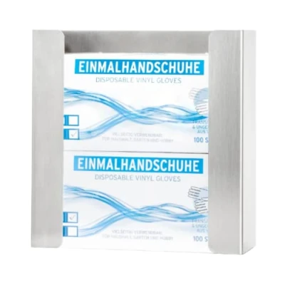 Afbeelding van voor Handschoenen (voor 2 dozen), roestvrijstalen handschoenenhouder, handschoenenhouder wegwerphandschoenen, handschoenendispenser wegwerphandschoenen met bevestigingsaccessoires
