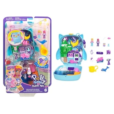 Afbeelding van Polly Pocket Pajama Party Uil koffer Speelfigurenset