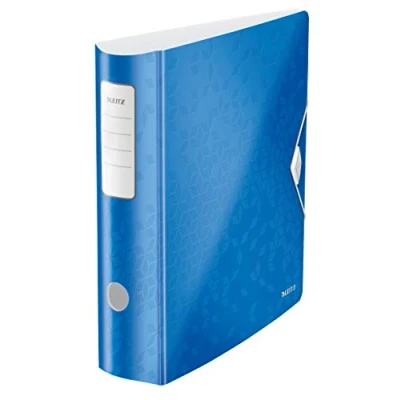 Image de Leitz Classeur à Levier A4 Active, Dos Arrondi 82mm, Fixation Élastique, Polyfoam Léger, WOW, Bleu, 11060036