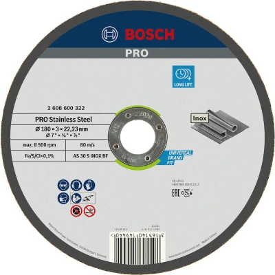 Image de BOSCH 2608600322 disque à tronçonner droit Expert pour Inox AS 30 S, 180 x 3 mm