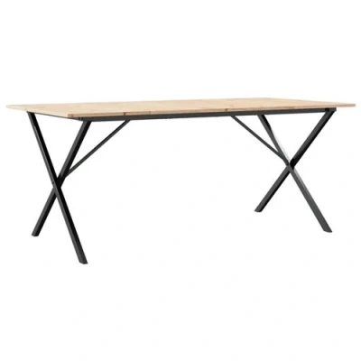 Image de vidaXL Table à manger cadre en X 180x90x75 cm bois de pin massif acier3282700