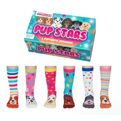 Afbeelding van ODD SOCKS Kindersokken Pup Stars Multipack Mismatched 30 39 Cadeaudoos