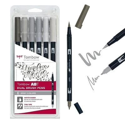 Image de Set de 6 feutres Tombow France &amp; Benelux Abt Dual Gris