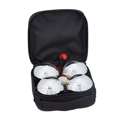 Afbeelding van Relaxdays jeu de boules set accessoires 4 ballen but petanqueballen outdoor spel