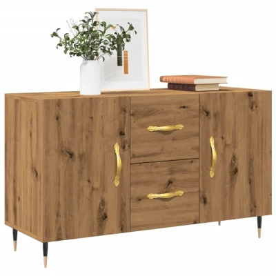 Afbeelding van Dressoir 100x36x60 cm bewerkt hout artisanaal eikenkleurig