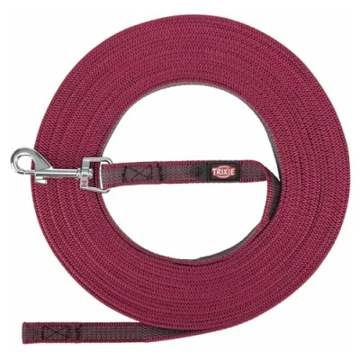 Afbeelding van TRIXIE HONDENRIEM SLEEPLIJN MET RUBBER ANTI SLIP SANGRIA ROOD S/M 10 MTR X 1,5 CM