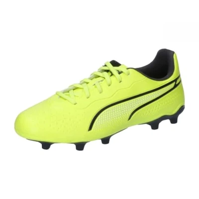 Afbeelding van Puma KING Match FG/AG JR Unisex Voetbalschoenen met kunststof noppen voor kinderen, Maat: 35, Electric lime/black/poison pink